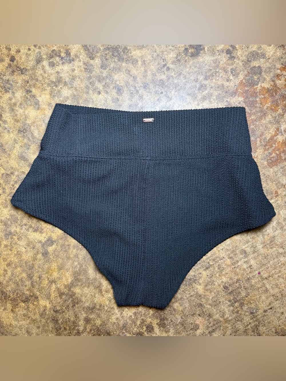 Victorias Secret Black Ribbed High-waisted Shortie size med